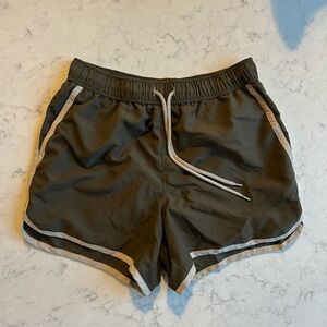 ASOS army green swim trunks